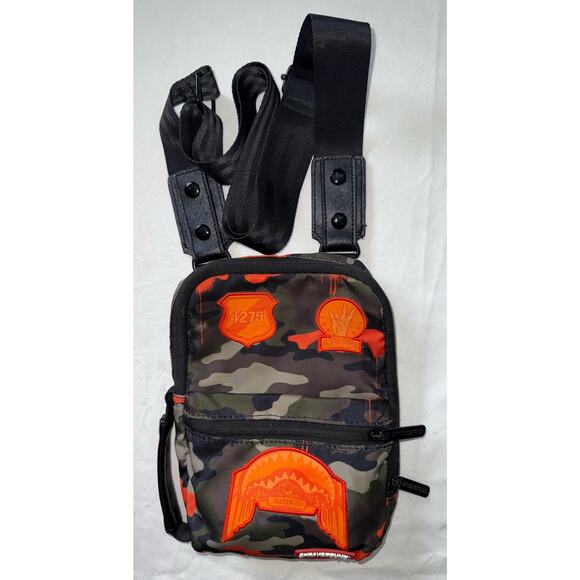SPRAYGROUND JACQUEES Sling Bag Stash Pocket Camo Crossbody Orange Messenger - Picture 6 of 11